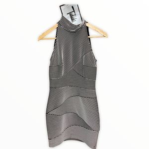 Vintage Tadashi NWT Black & White Stripe Mini Dress - M